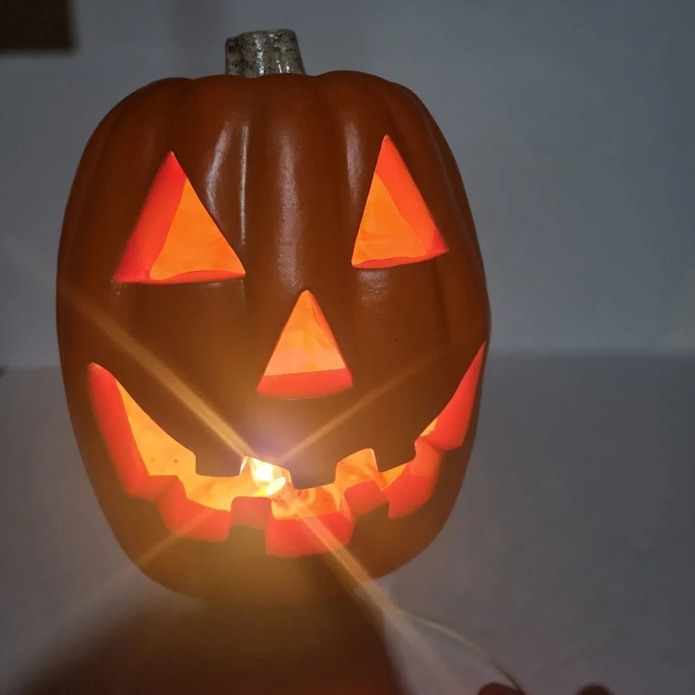Vintage 1998 Paper Magic Group Jack O Lantern Blow Mold Light Up Pumpkin Lamp...